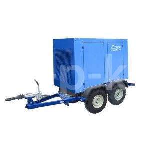 Дизельный генератор ТСС АД-128С-Т400-1РМ20 в погодозащитном кожухе на прицепе с АВР