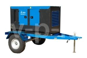 Дизельный генератор ТСС АД-128С-Т400-1РМ20 в шумозащитном кожухе на прицепе с АВР